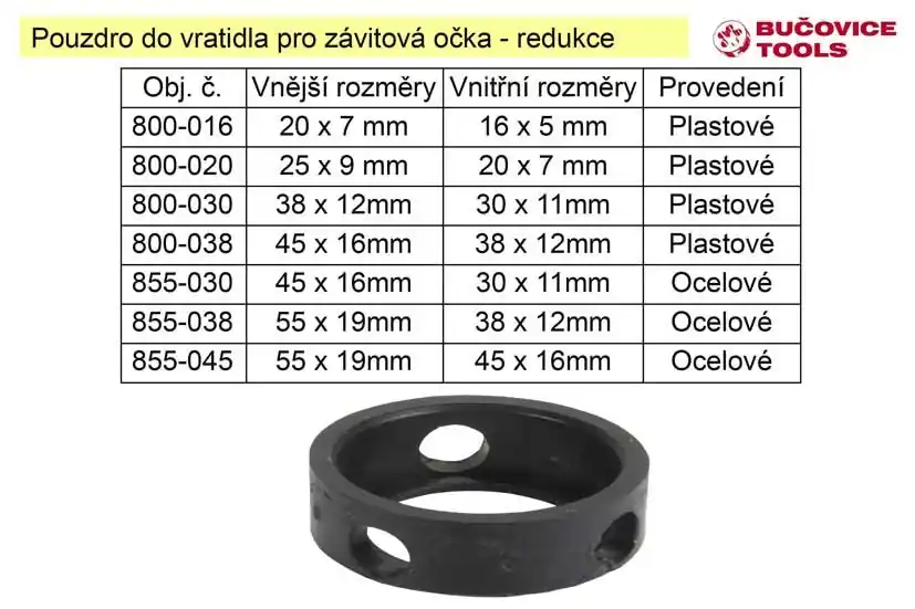 Pouzdro do vratidla pro závitová očka - redukce 55 / 45mm ocelové - Poslední šance