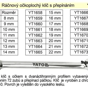 Žádaný produkt | YATO Ráčnový klíč očkoplochý s přepínáním 11mm