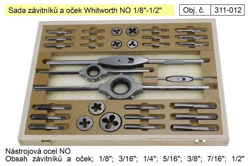 Velmi populární | Závitníky a očka sada Whitworth 1/8"-1/2" NO, Bučovice Tools