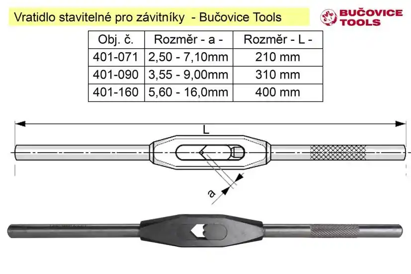 Špičková kvalita - Vratidlo pro závitníky čtyřhran 2-4,5 mm Bučovice Tools
