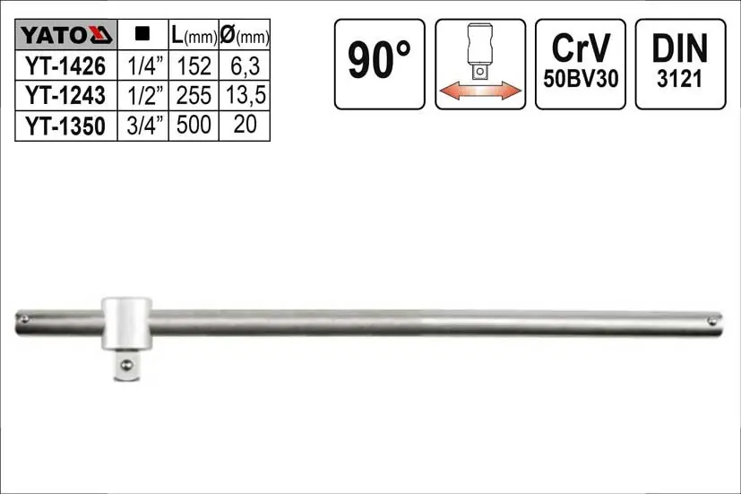 Výhodná cena - Páka trhák tvaru -T- 1/4" délka 152mm, vratidlo