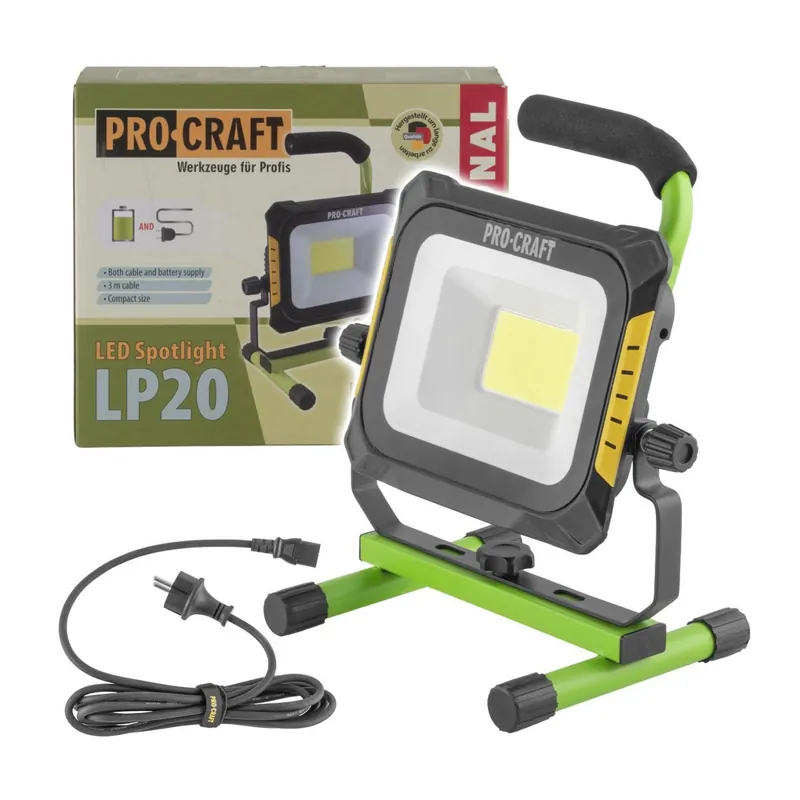 PROCRAFT LP20 Aku světlo LED reflektor 2000lm, napájení AKU nebo 230V (bez baterie a nab.) - Velká sleva