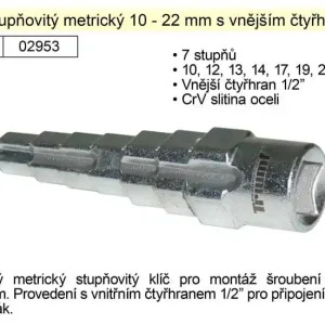 Klíč stupňovitý instalatérský 10-22mm vnitřní čtyřhran 1/2" | Výhodný nákup