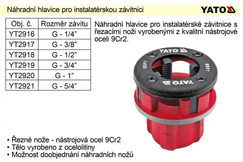 Náhraddní hlavice 1/2" pro instalatérskou závitnici - Přímo od výrobce