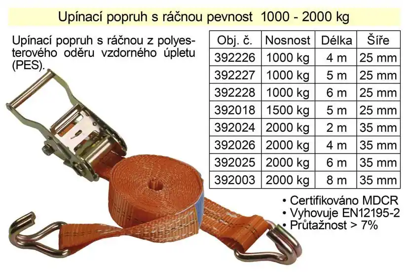 Popruh upínací pás s ráčnou 2t/6m/35mm | Top produkt