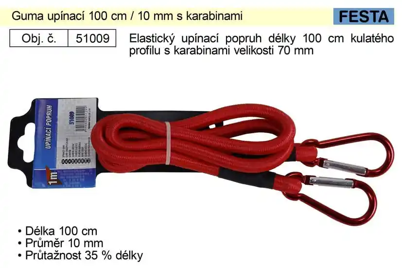 Přidat do košíku - Guma upínací 1000x10mm s karabinami