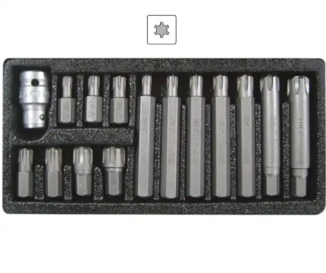 Zvýhodněná cena - Bity Ribe (hranatý torx), sada 15 dílů, pro ráčnu 1/2", Yato