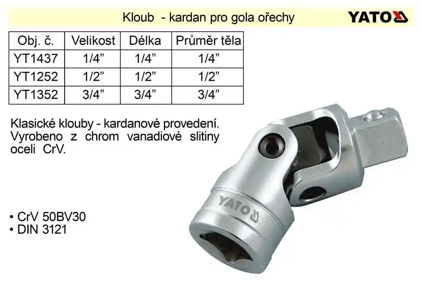 Kloub - kardan 1/2" pro gola ořechy - Špičkový produkt
