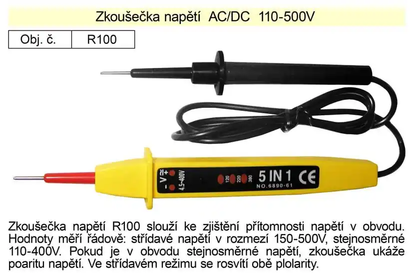 Zkoušečka napětí AC/DC 110-500V | Nízká cena