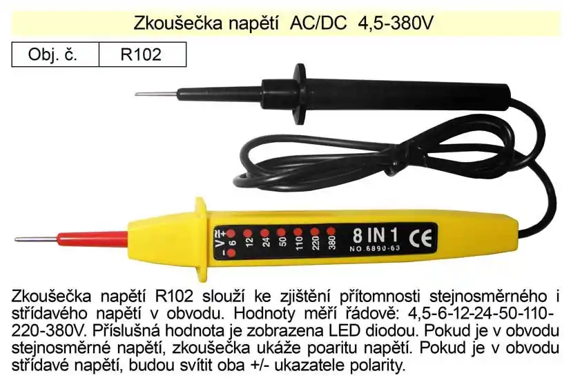 Zkoušečka napětí AC/DC 4,5-380V | Extra sleva
