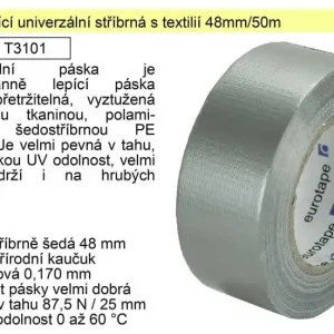 Páska lepící univerzální stříbrná s textilií 48mm/50m | Novinka v sortimentu