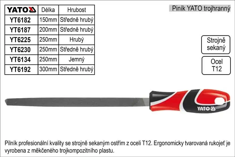 Blesková nabídka | Pilník YATO trojhranný délka 250mm středně hrubý
