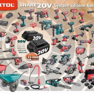 Aku vrtací kladivo SHARE20V, 2,6J, BRUSHLESS, bez baterie 8791817 - Nově přidáno