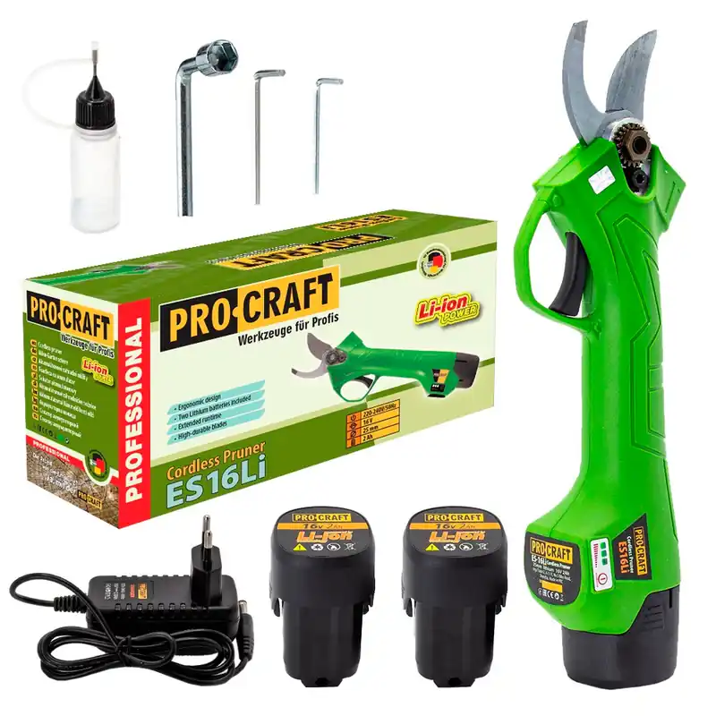 Skvělá cena | PROCRAFT Aku nůžky na větve a vinnou révu 16V 2x2.0Ah ES16Li