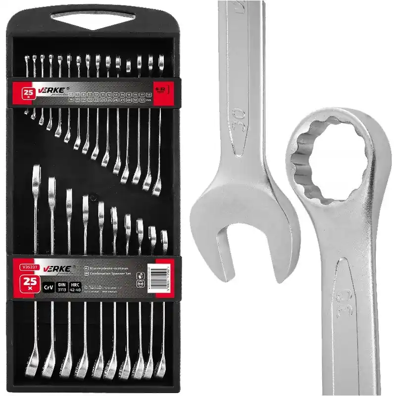 VERKE PREMIUM Klíče očkoploché sada 25 kusů 6-32mm v kazetě V35337 - Vrácení zdarma