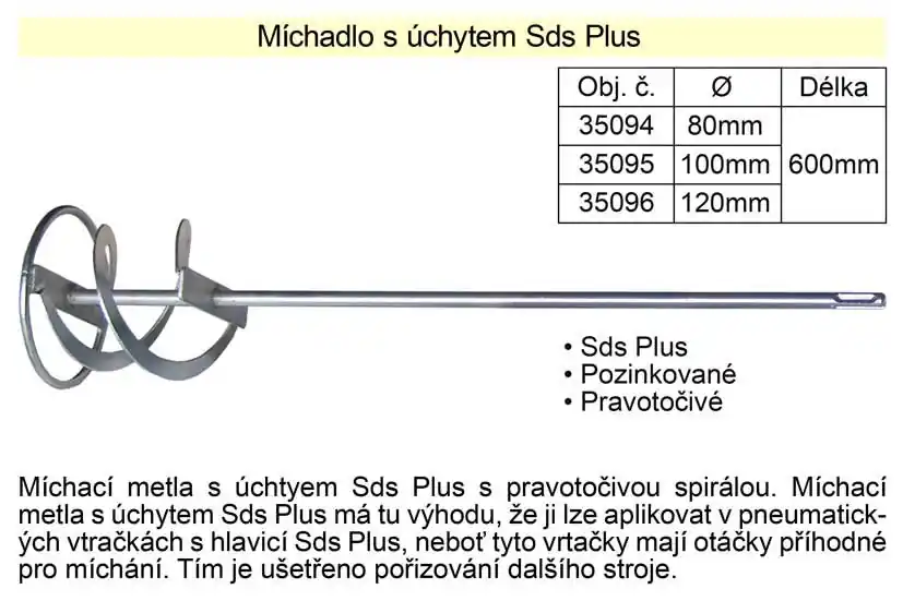 Snadné objednání - Míchadlo SDS plus 100 x 500 mm pozinkované