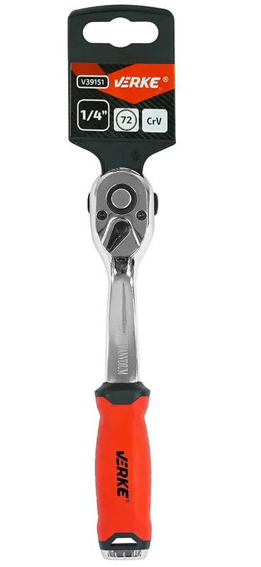 Připraveno k expedici - VERKE Gola ráčna 1/4" vyhnutá s páčkou, 72 zubů