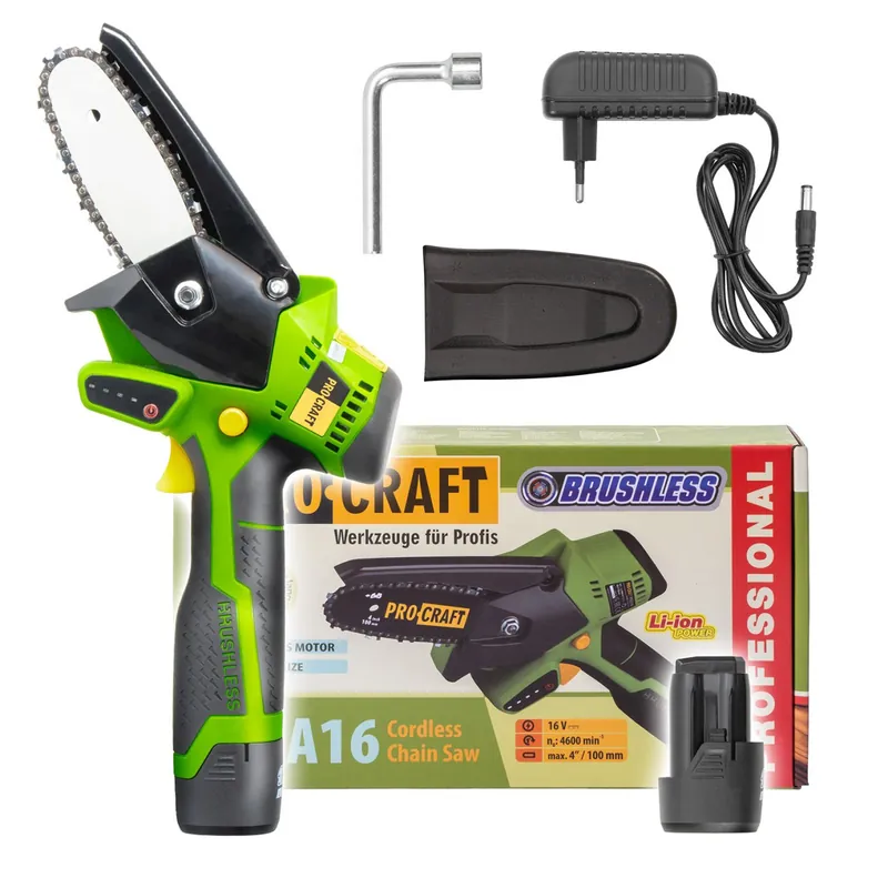 Premium - PROCRAFT PKA16 Aku ruční řetězová pila na větve 16V 1x2.0Ah lišta 10cm