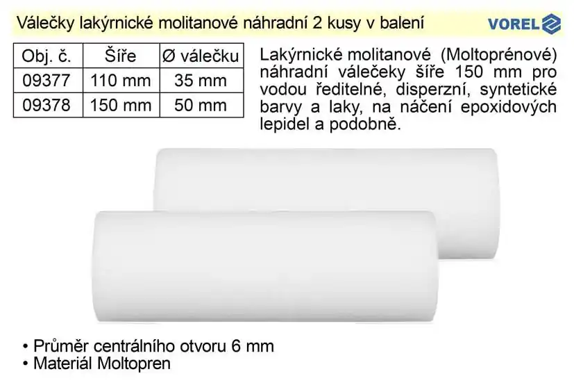 Válečky lakýrnické molitanové šíře 150mm, balení 2 kusy - Akční nabídka