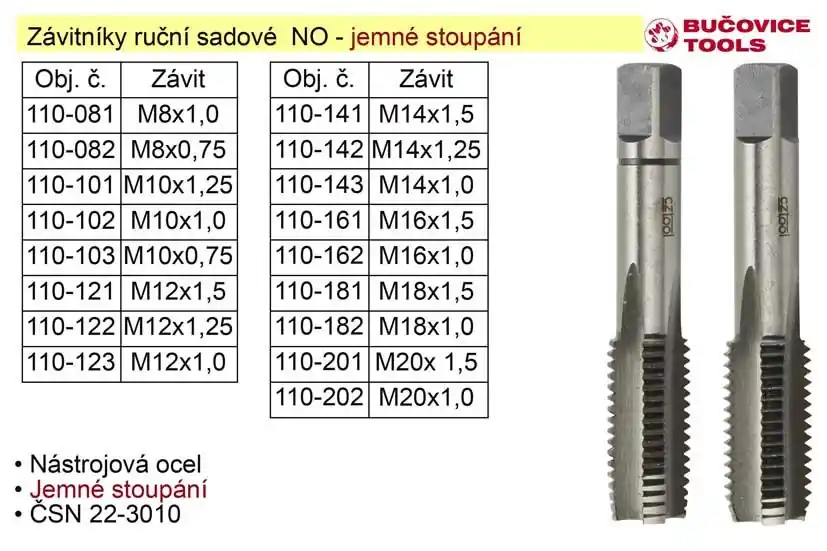 Snadné vrácení | Závitníky ruční sadové M20x2,0 HSS jemný závit