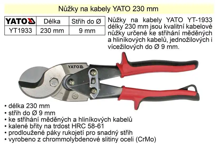 Skladem | Nůžky na kabely Yato 230 mm