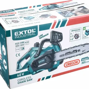 Cenový hit | EXTOL INDUSTRIAL pila řetězová aku, BRUSHLESS, 40V Li-ion, 30cm, bez baterie a nabíječky