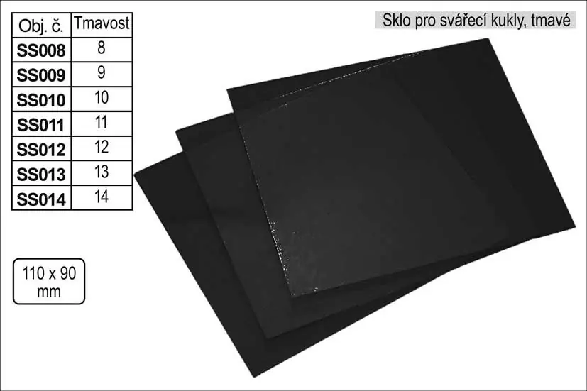 Sklo svářecí tmavé rozměr 110x90mm tmavost č.12 - Pouze dnes