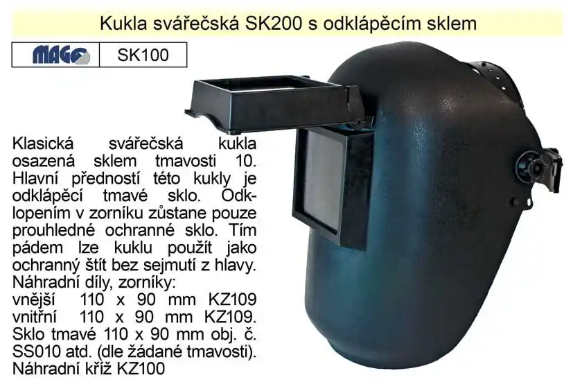 Kukla svářečská SK200 s odklápěcím sklem | Výhodná cena