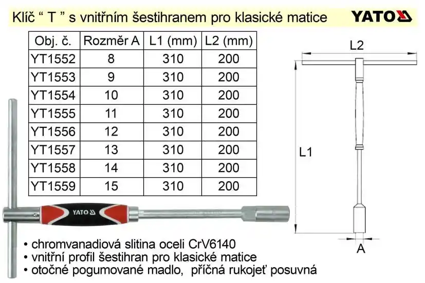 Oblíbený u zákazníků | Klíč nástrčný 10 mm s rukojetí typ "T"