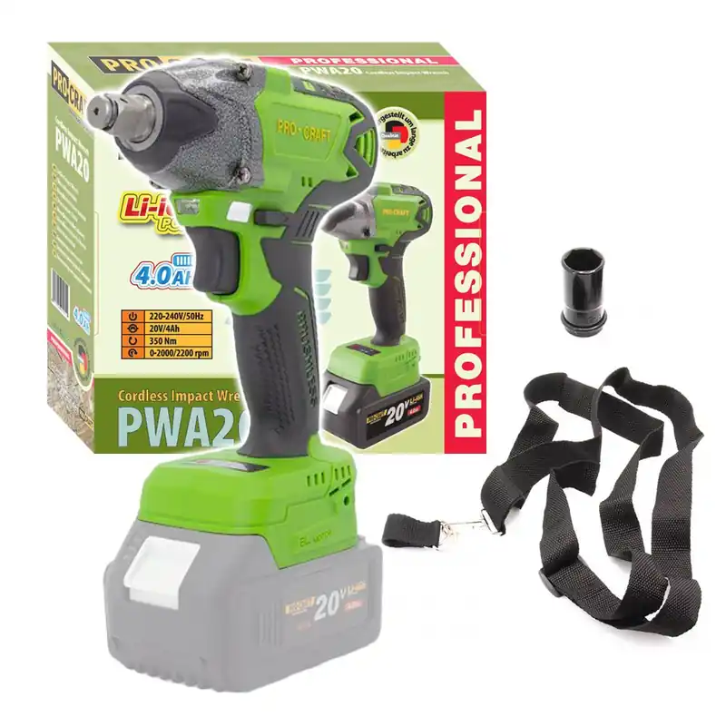 PROCRAFT PWA20 Aku rázový utahovák 1/2" 20V 350Nm, bezuhlíkový (bez baterie a nabíječky) - Zvýhodněná cena