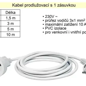 Špičkový produkt | Prodlužovací kabel 1 zásuvka délka 3 m