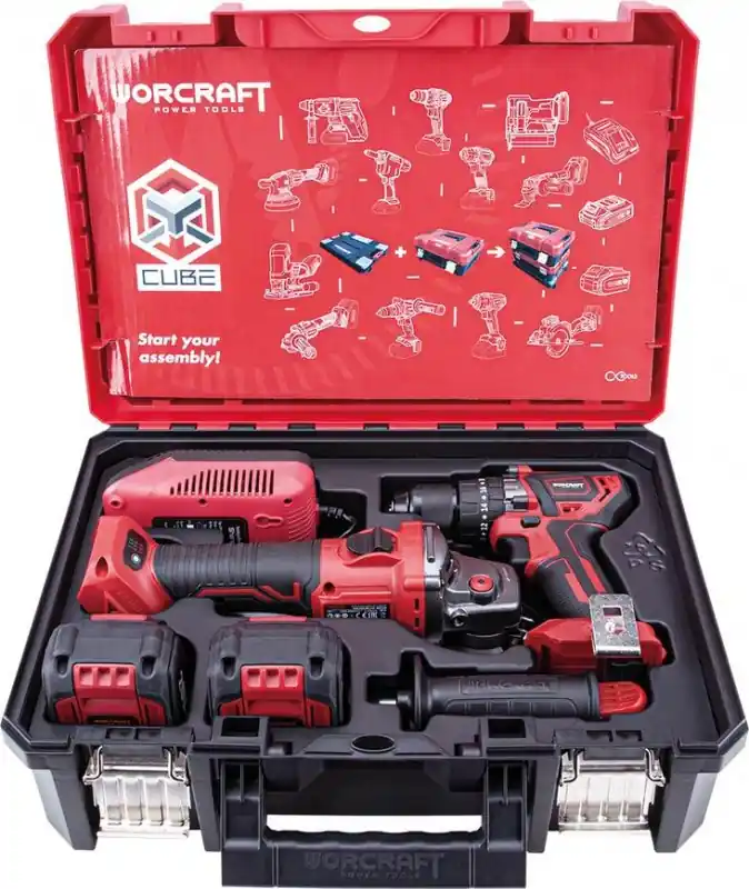 Set WORCRAFT XCUBE001 Aku vrtačka CHD-S20LiBA, úhlová bruska CAG-S20LiBS, 2x4.0Ah, nab. | Bezpečná platba