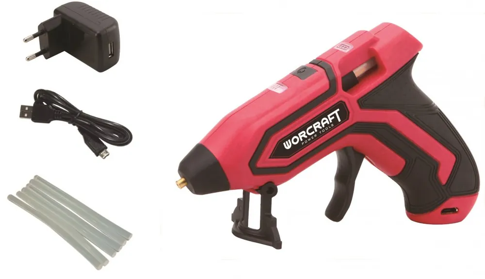 Nově přidáno - Aku tavná lepící pistole 7mm, USB nabíjecí, Worcraft CGG-3,6Li , 114092
