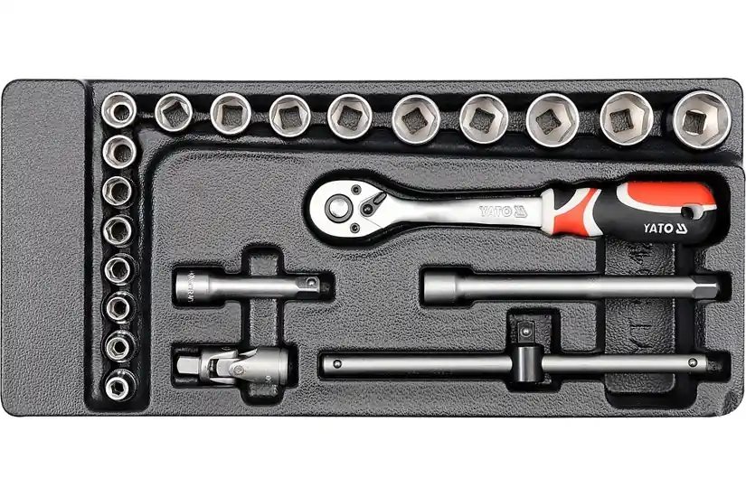 Vložka do zásuvky, YT-5542, nástrčné klíče 3/8" a ráčna, 6 - 22 mm, sada 22 kusů, Yato | Nově v nabídce