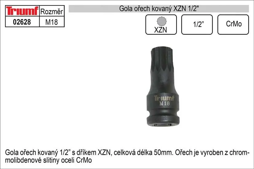 Gola ořech XZN M18 kovaný 1/2" - Kupte nyní
