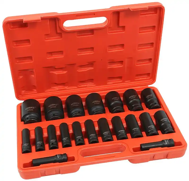 Vysoká kvalita | VERKE Gola ořechy šestihranné kované prodloužené 1/2" sada 20kusů 10-38mm V39468